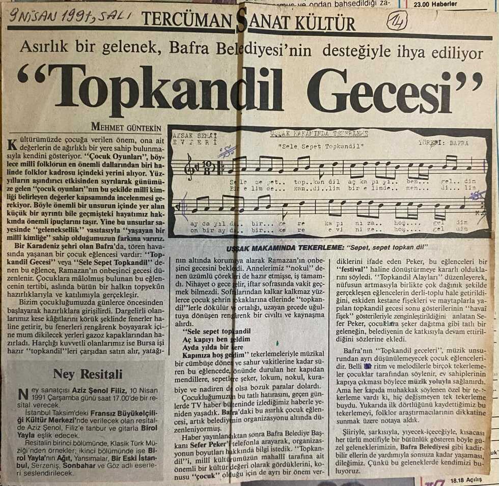 Asırlık Gelenek, Mehmet Güntekin’in 34 Yıl Önce Yazdığı Notalar İle Yaşayacak
